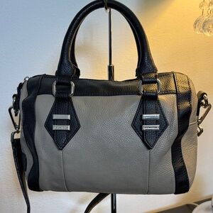 Tignanello Speedy Black and Cream Leather Handbag